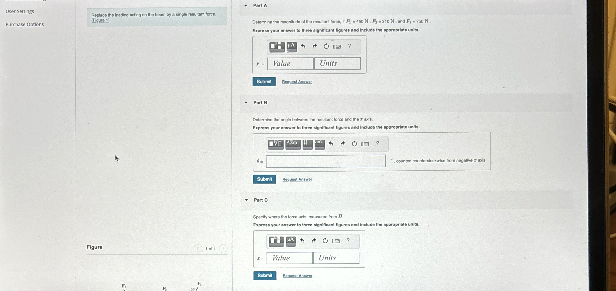 User Settings Replace the loading acting on the