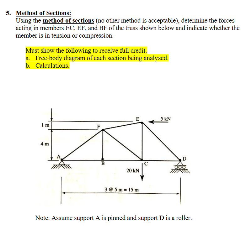 Method of Sections: Using the method of sections