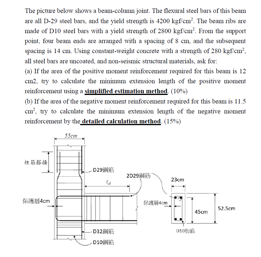 The picture below shows a beam - column joint.