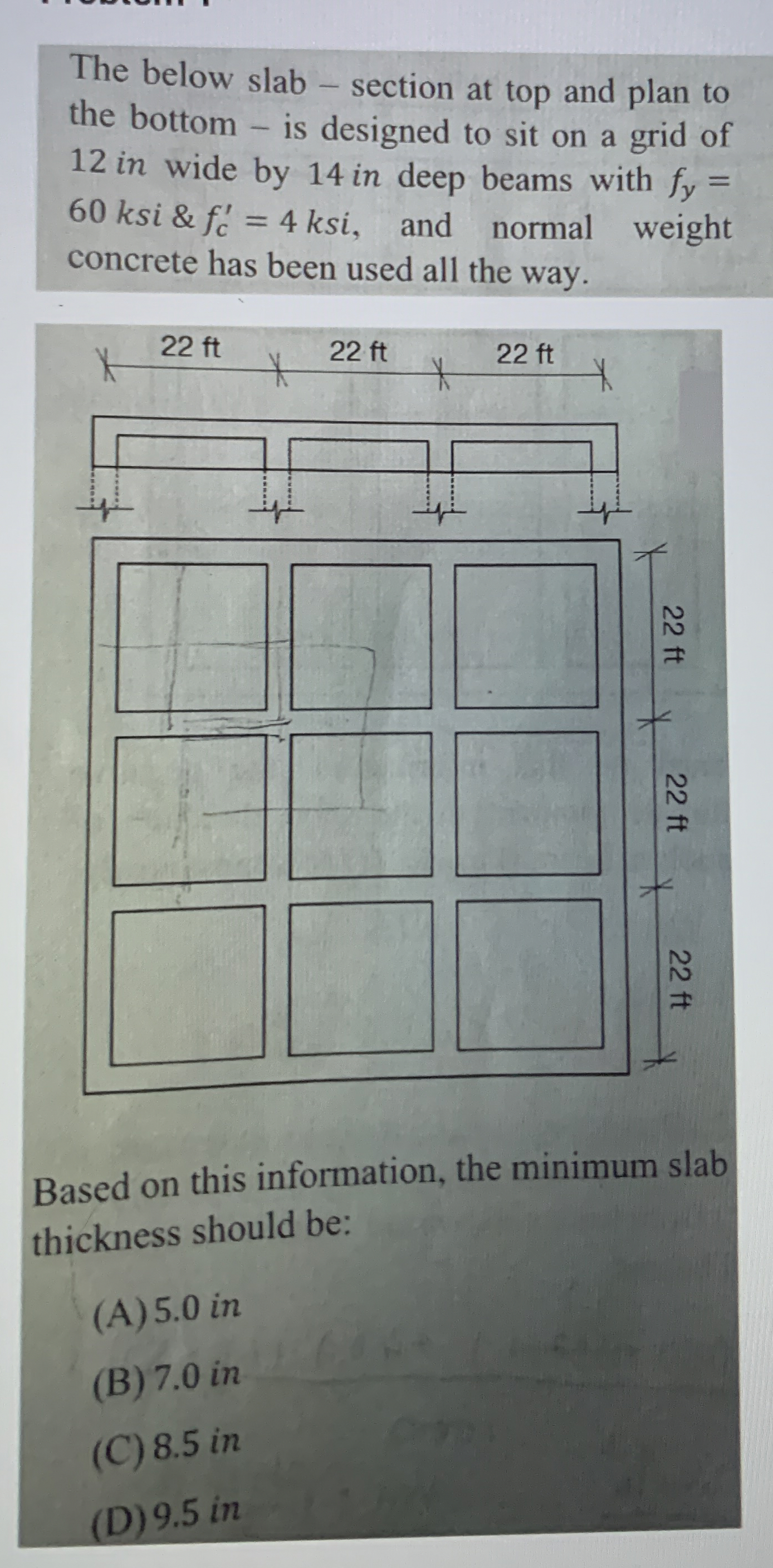 The below slab - section at top and plan to the