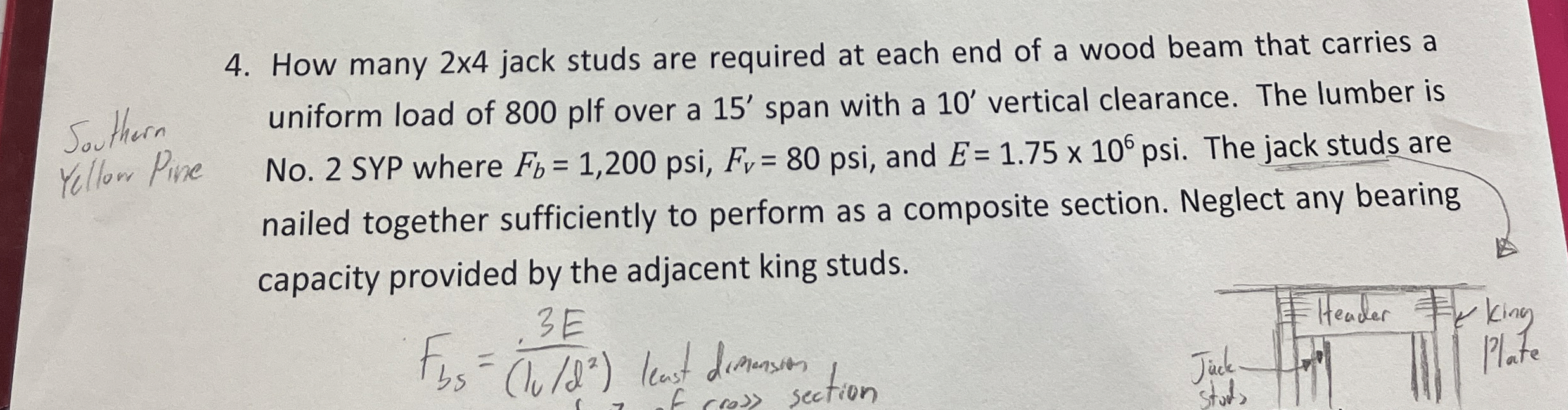 How many 2 4 jack studs are required at each end