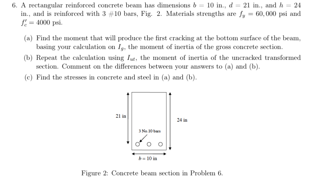 A rectangular reinforced concrete beam has