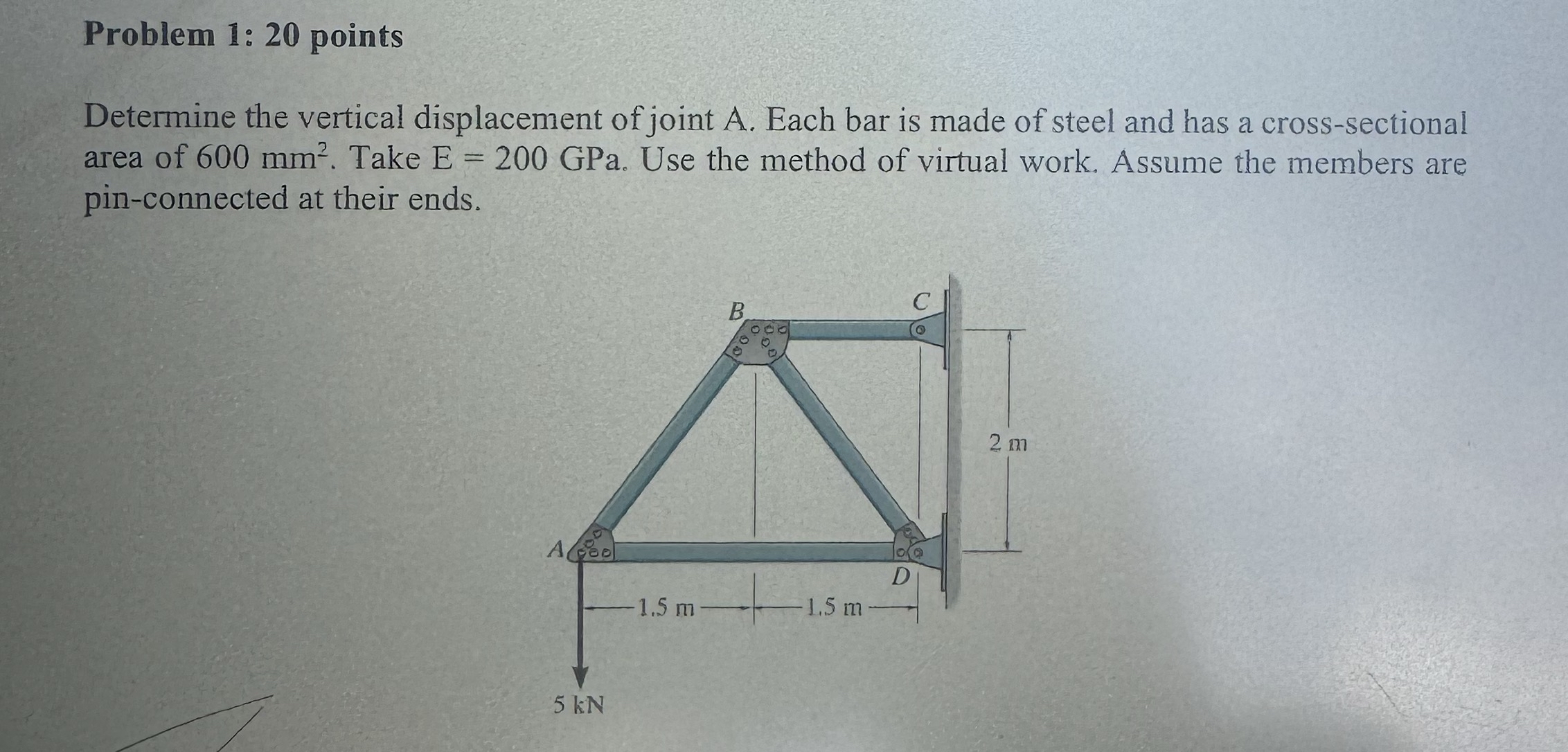 Problem 1 : 2 0 points Determine the vertical