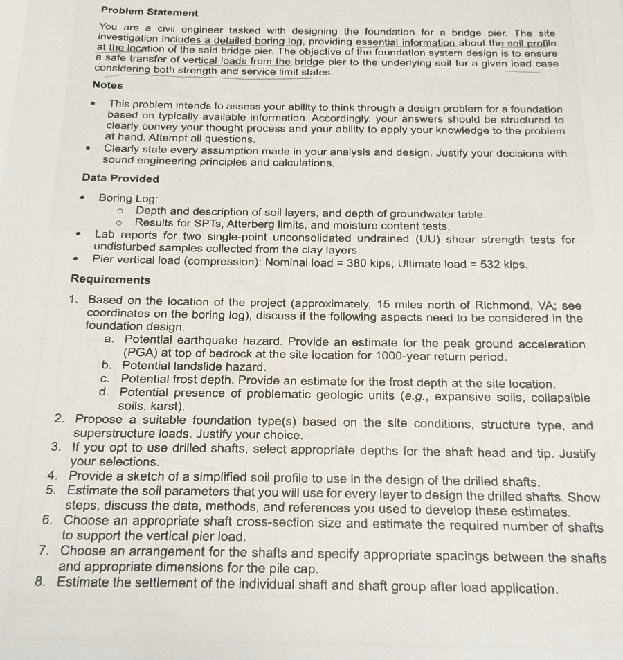 Problem Statement You are a civil engineer tasked