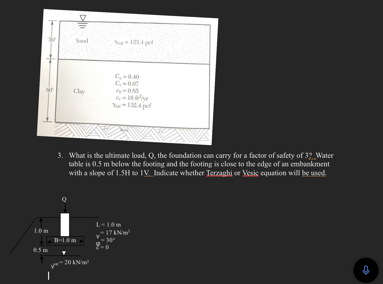 What is the ultimate load, Q , the foundation can