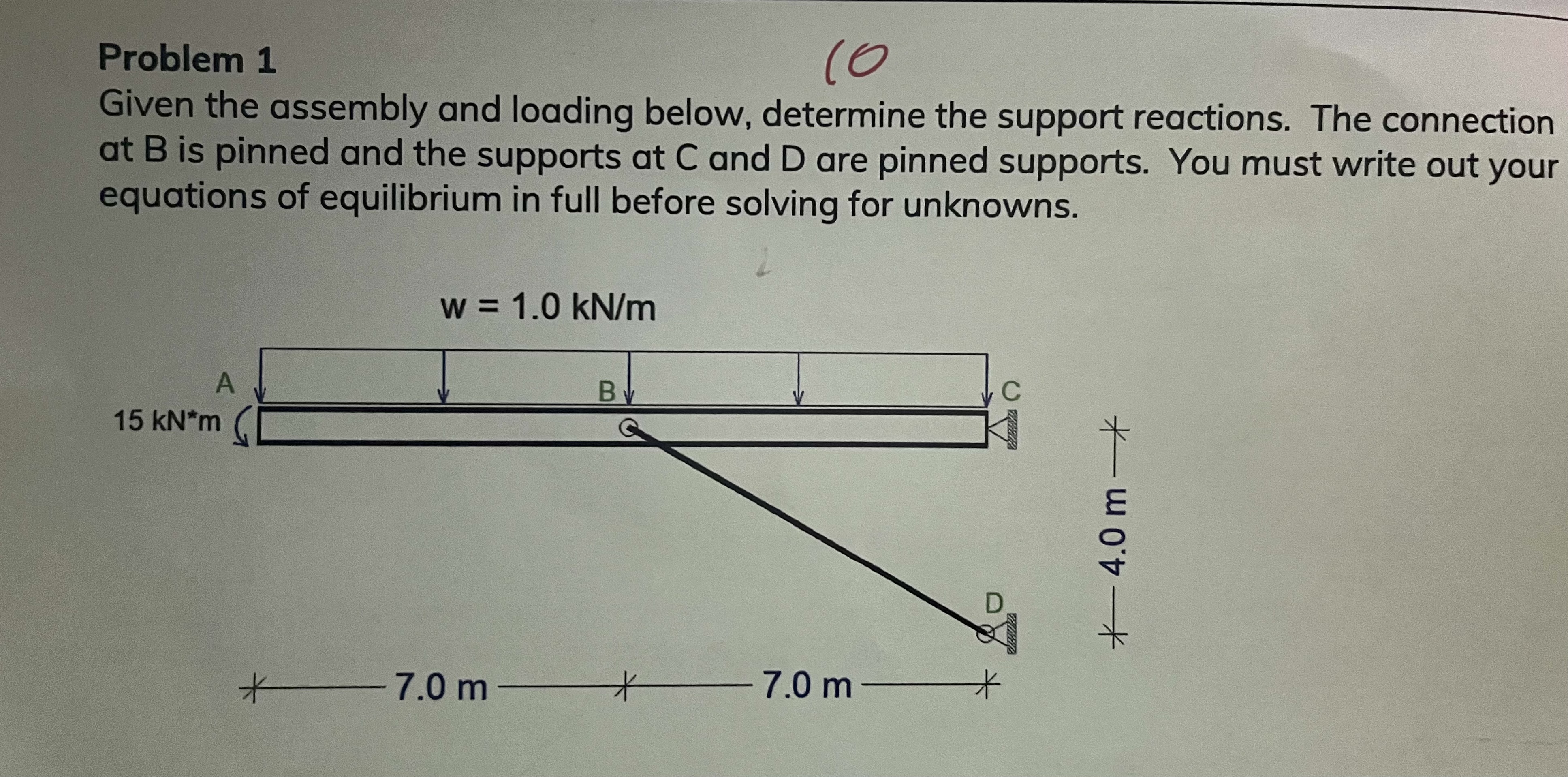 Problem 1 Given the assembly and loading below,