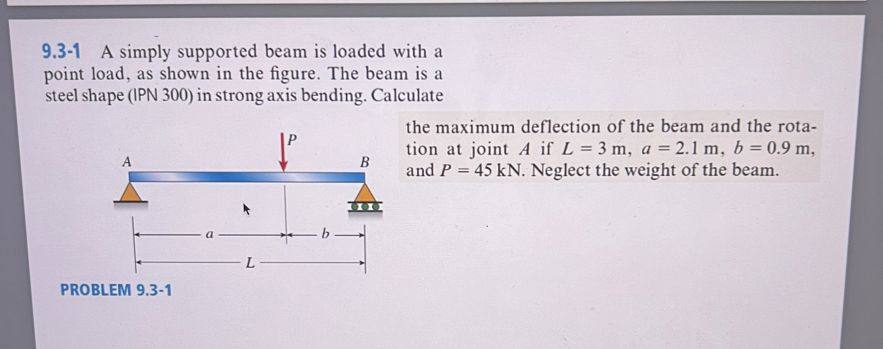 9 . 3 - 1 A simply supported beam is loaded with