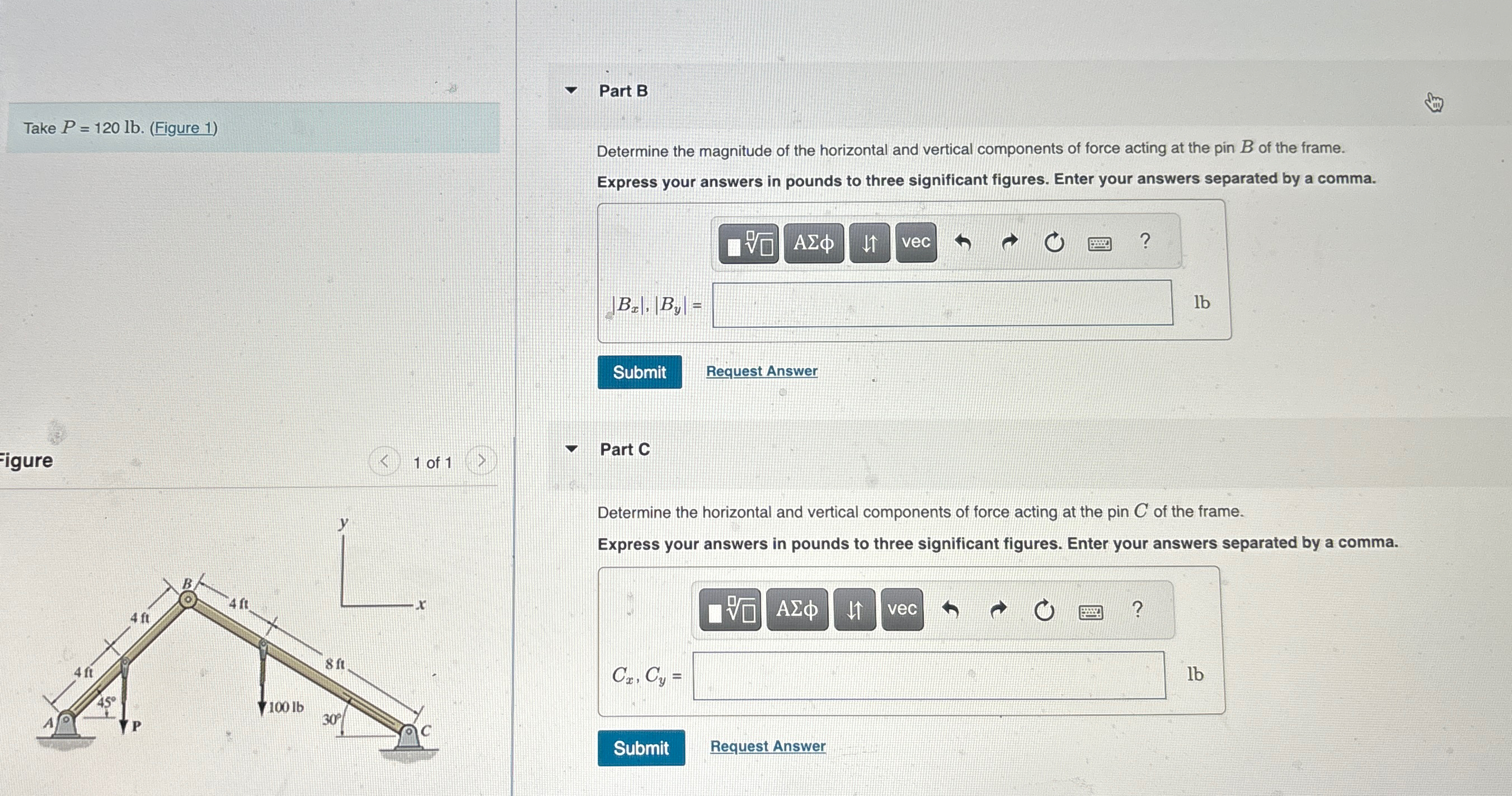 Part B Take P = 1 2 0 l b . ( Figure 1 )