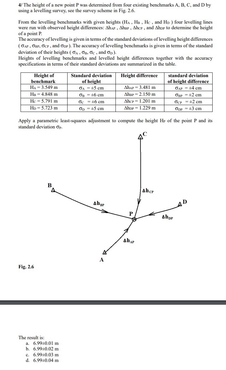 4 / The height of a new point P was determined