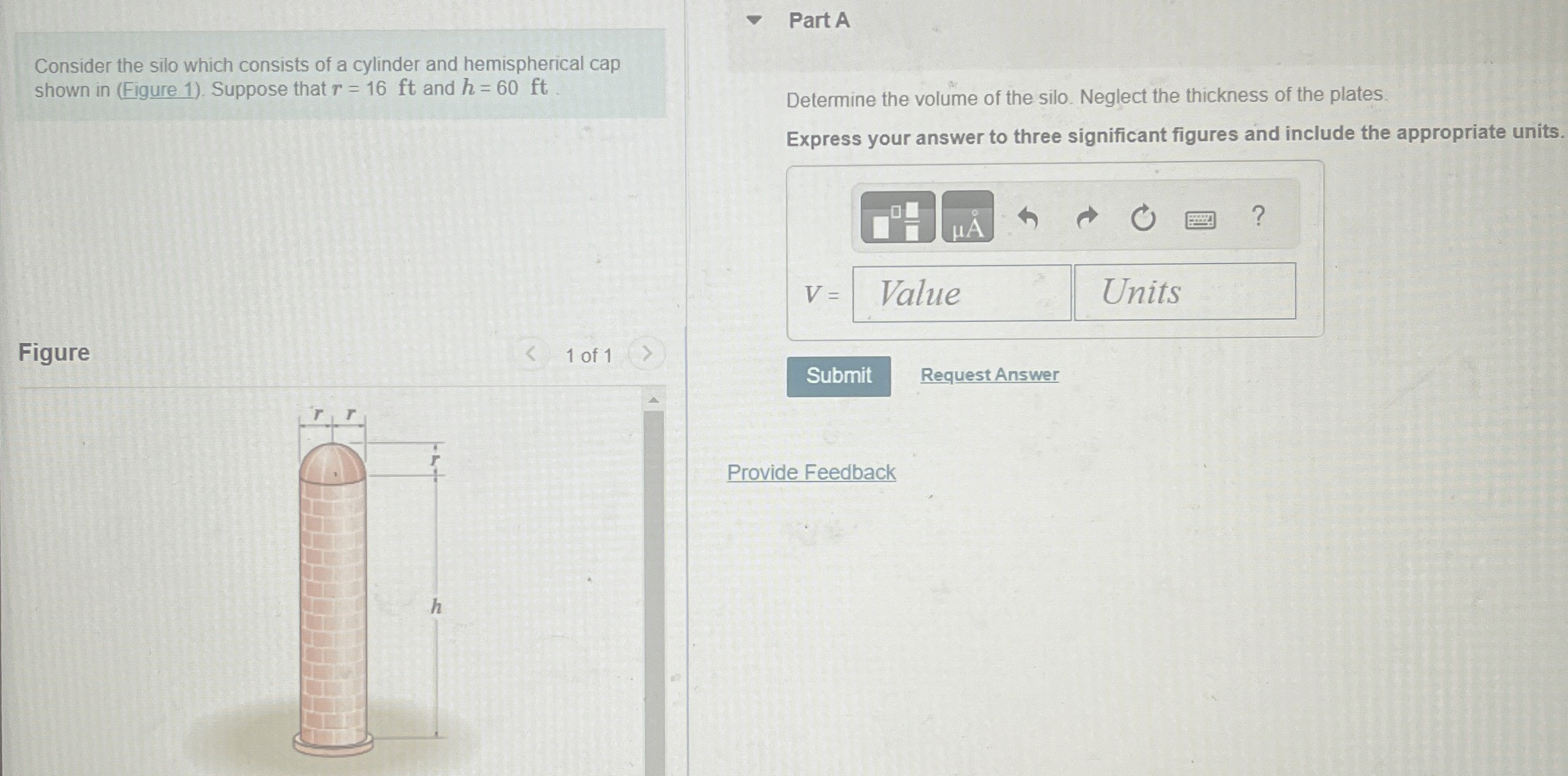 Consider the silo which consists of a cylinder