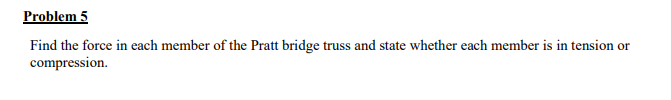 Problem 5 Find the force in each member of the