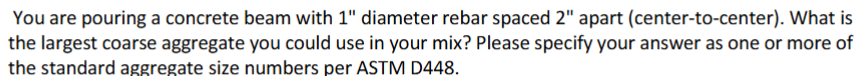You are pouring a concrete beam with 1 " diameter