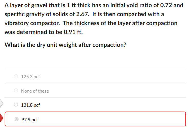 ( a . ) A layer of gravel that is 1 ft thick has