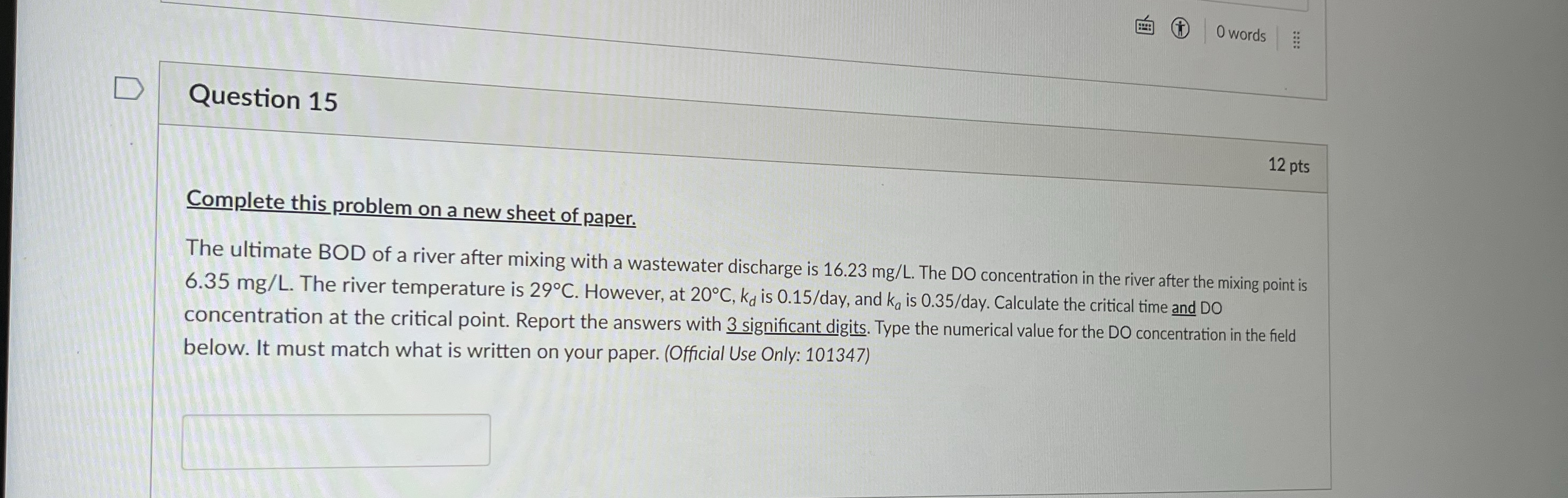 Question 1 5 1 2 pts Complete this problem on a