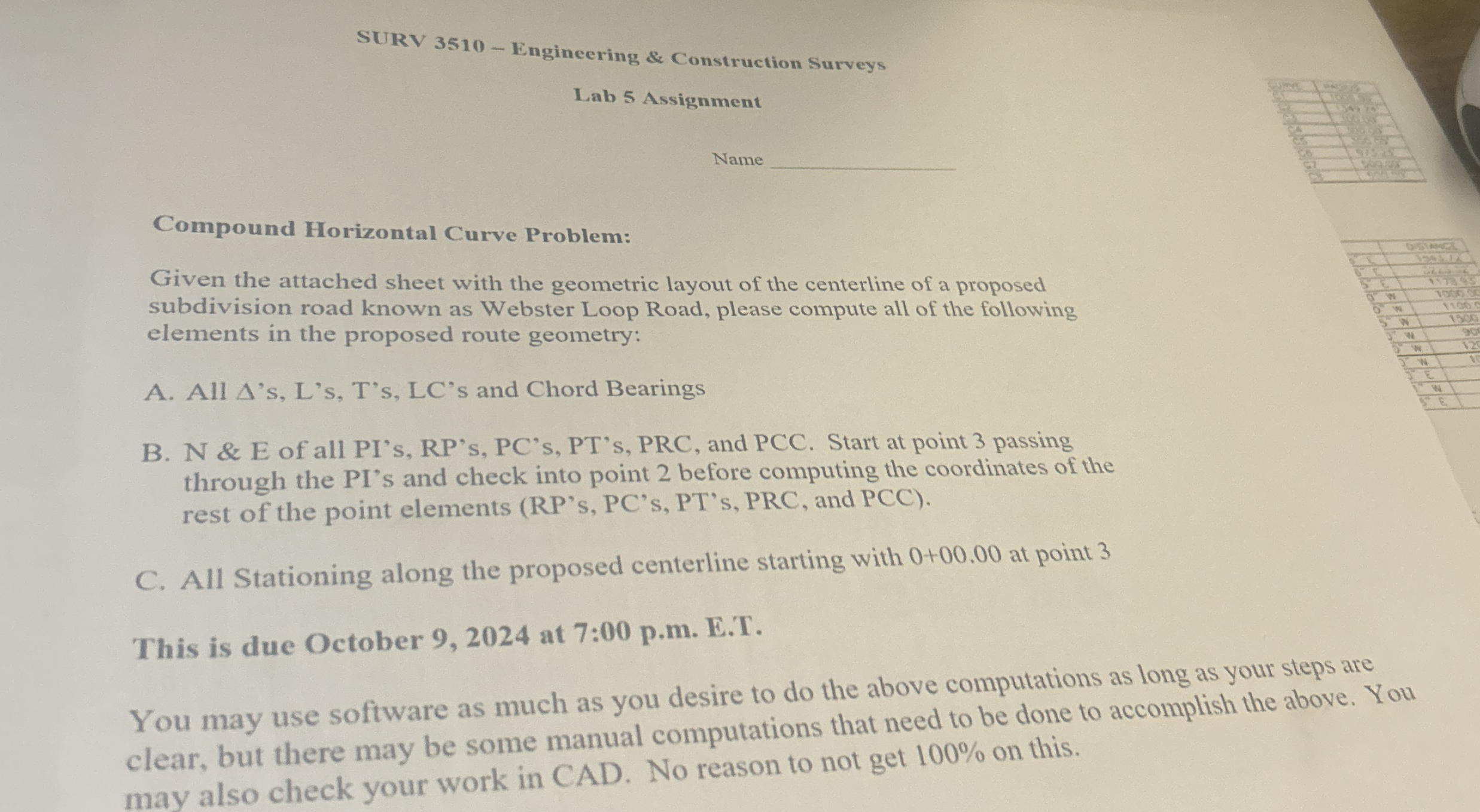 SURV 3 5 1 0 - Engineering & Construction Surveys