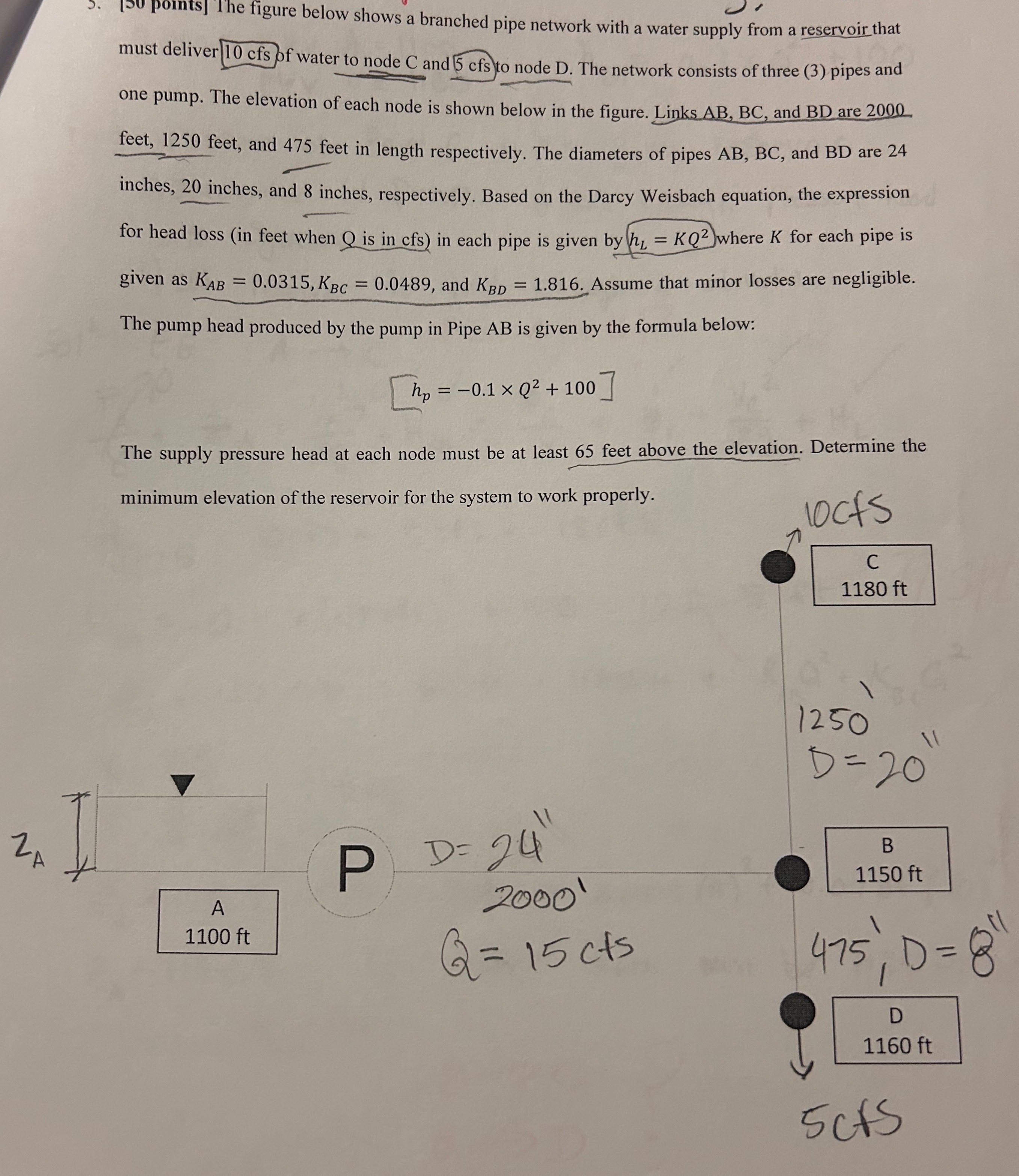 [ 5 0 points ] The figure below shows a branched