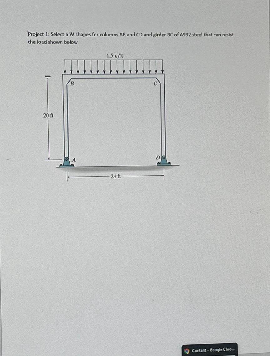 Project 1 : Select a W shapes for columns A B and