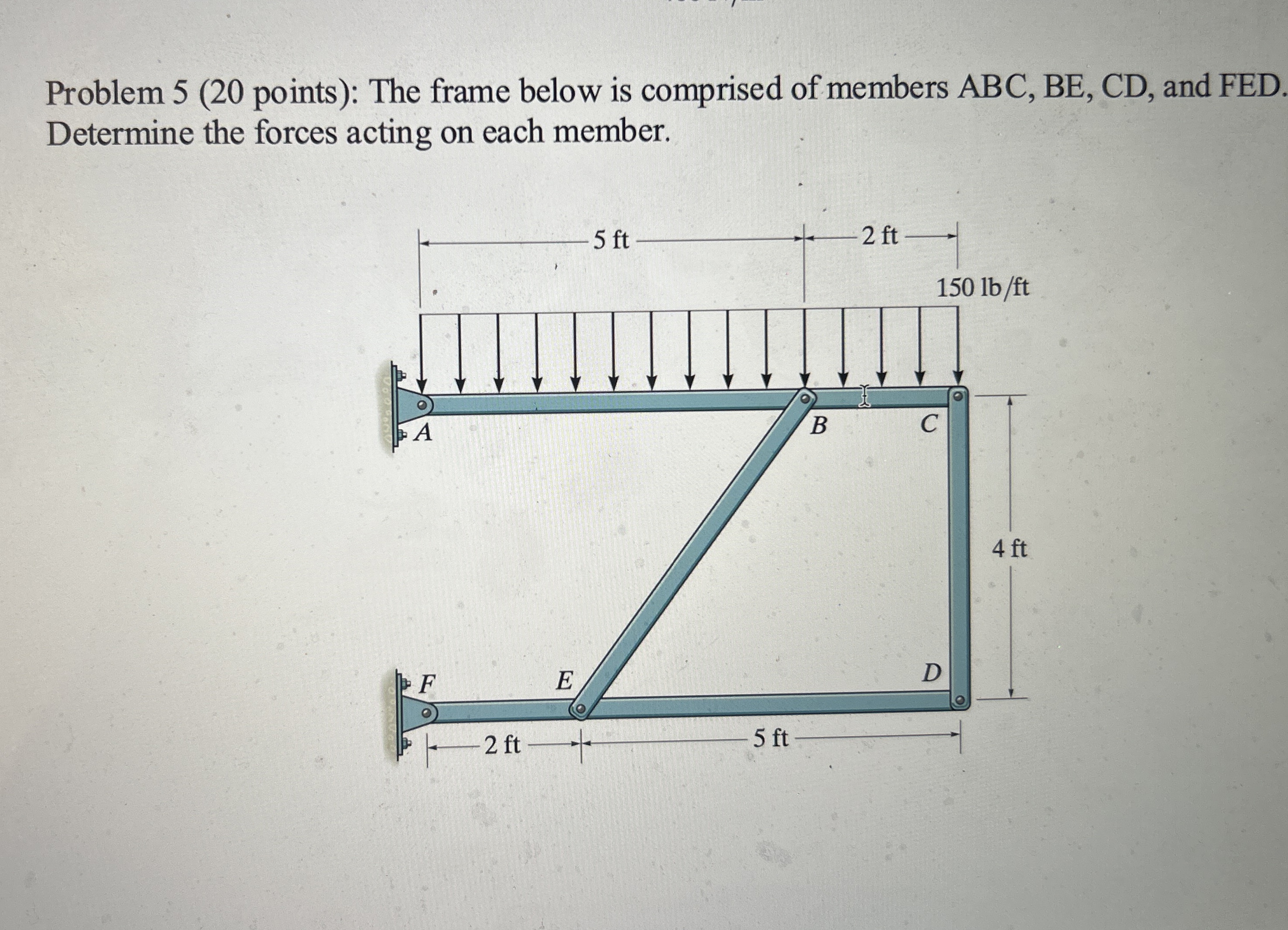 Problem 5 ( 2 0 points ) : The frame below is