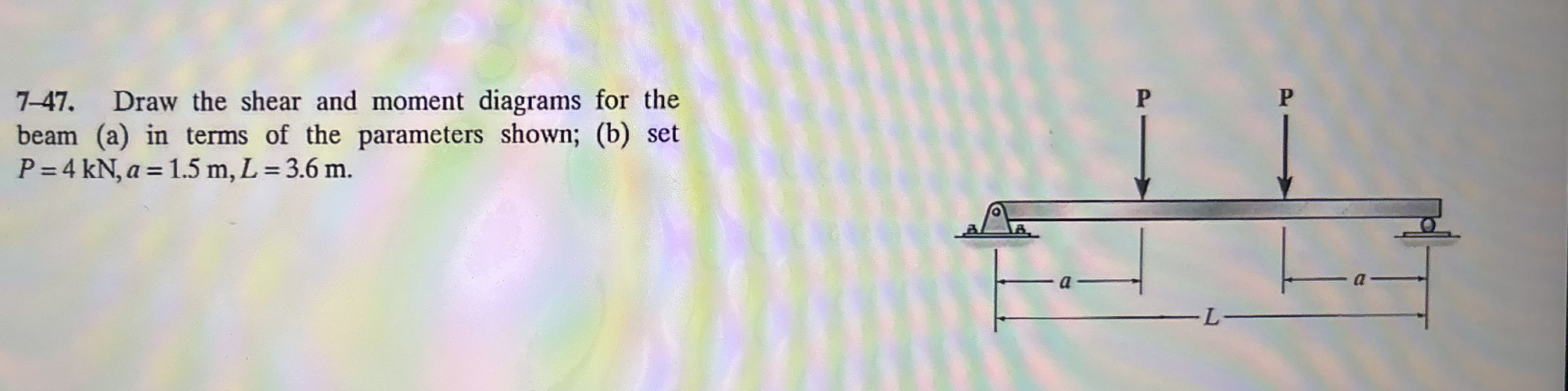 7 - 4 7 . Draw the shear and moment diagrams for