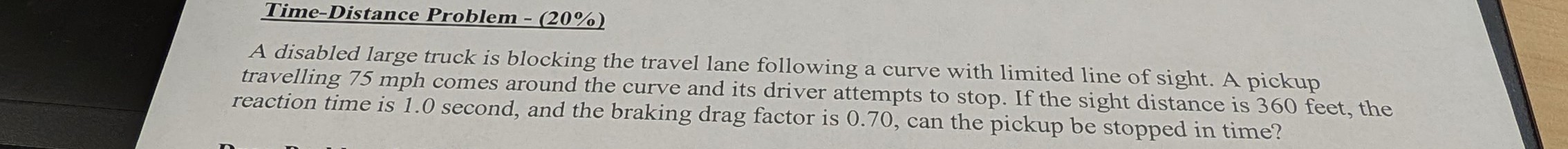 Time - Distance Problem - ( 2 0 \ % ) A disabled