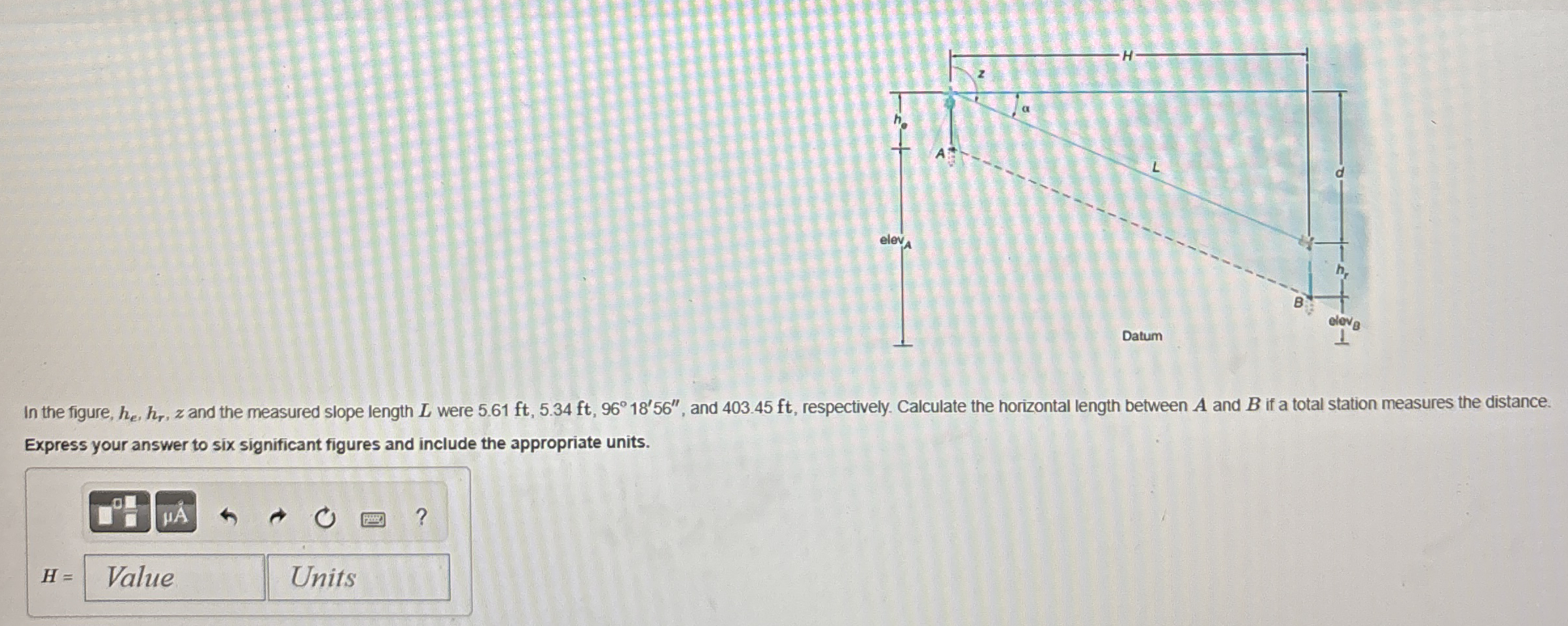 In the figure, h e , h r , z and the measured