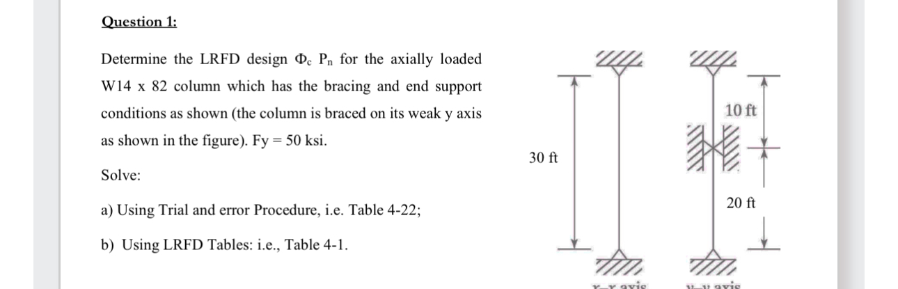 Question 1 : Determine the LRFD design c P n for