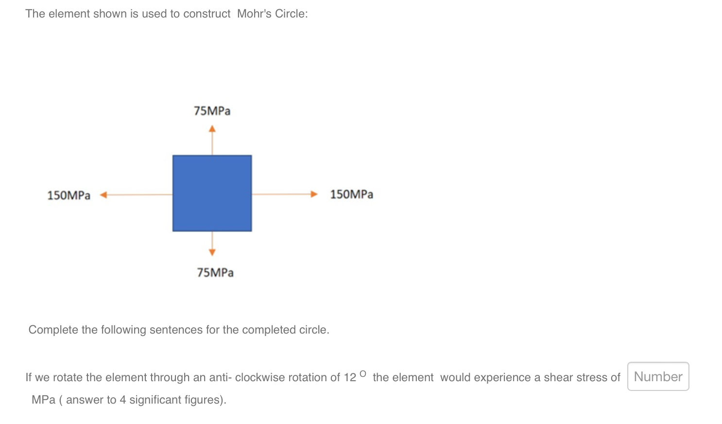 The element shown is used to construct Mohr's
