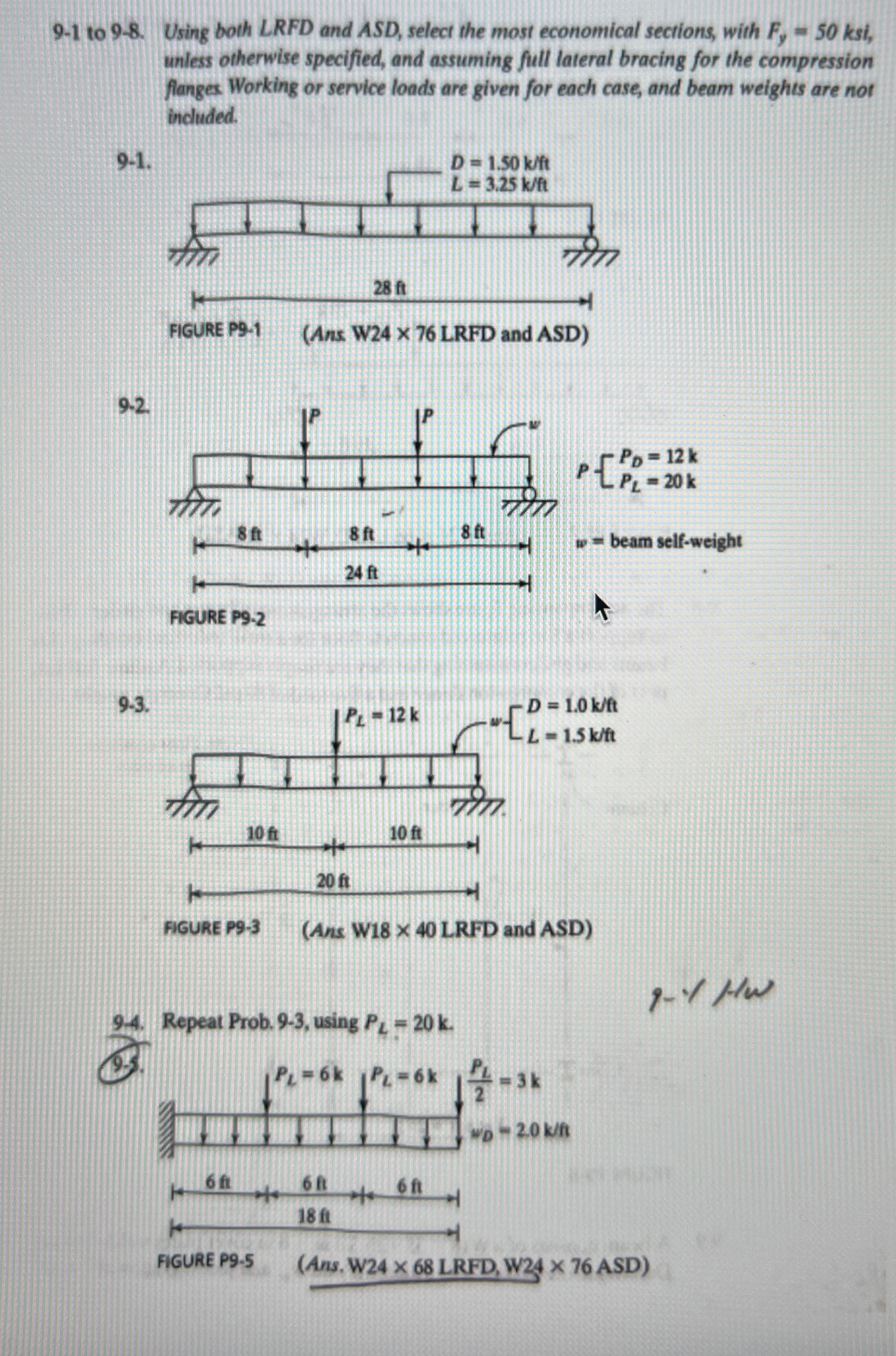 ONLY DO 9 - 5 SHOW ALL STEPS Using both LRFD and
