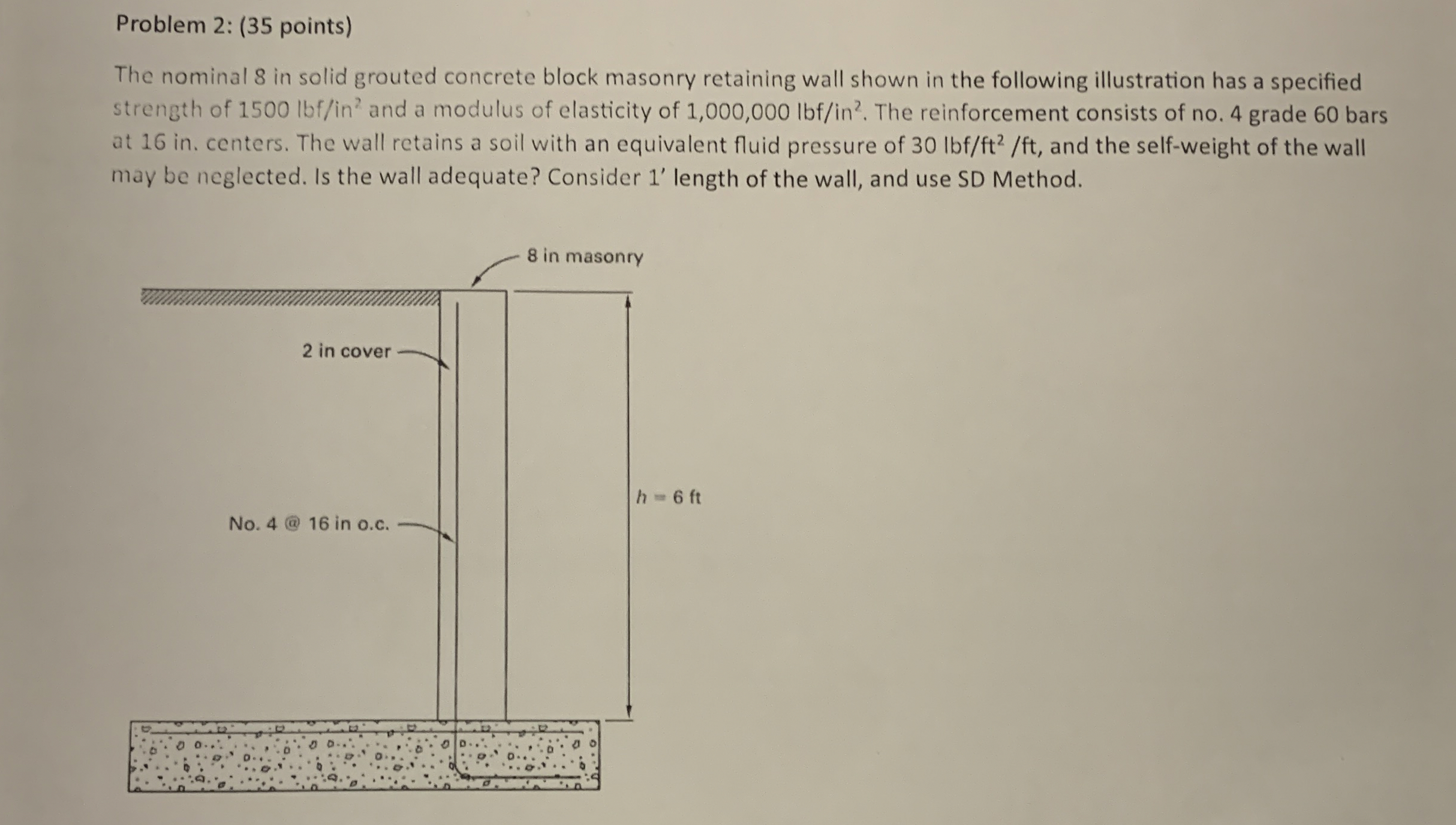 The nominal 8 in solid grouted concrete block