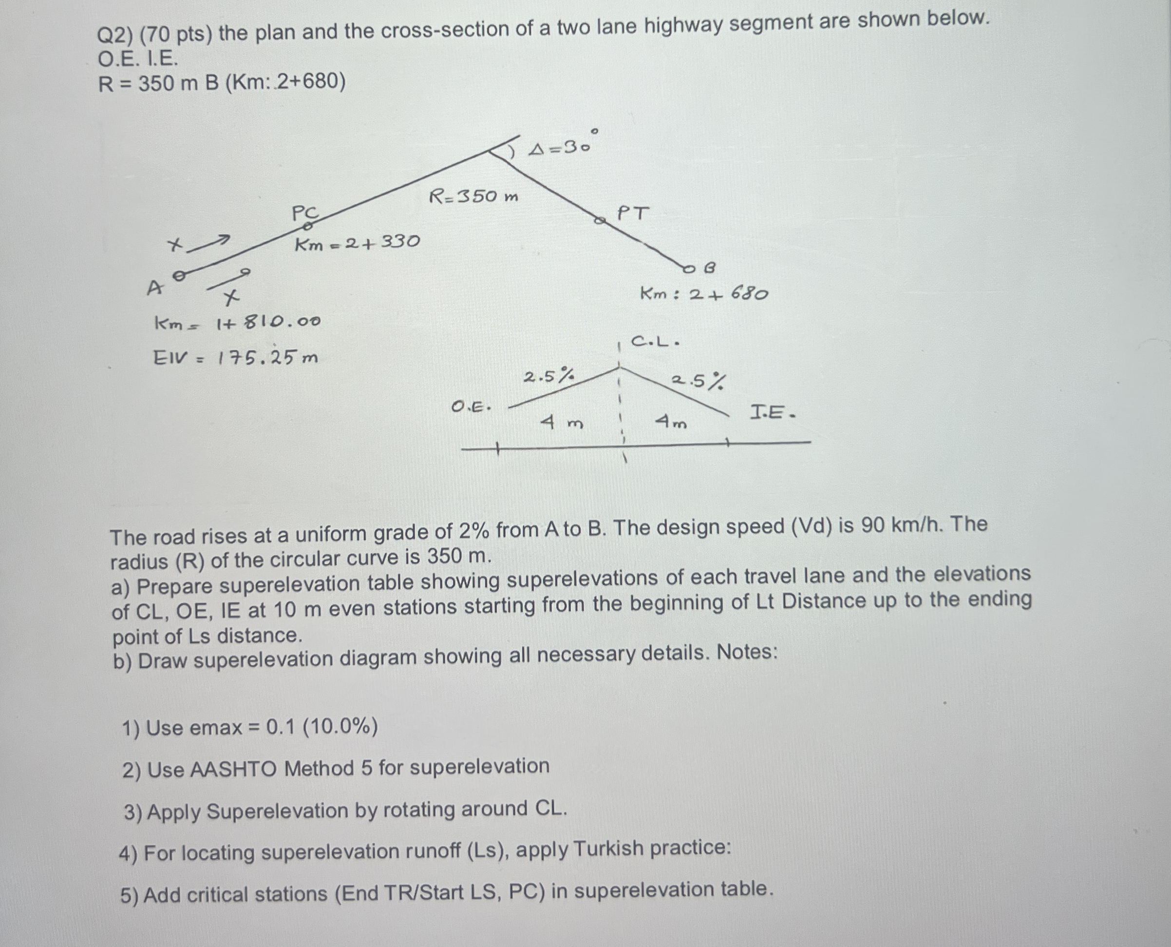 Q 2 ) ( 7 0 pts ) the plan and the cross -