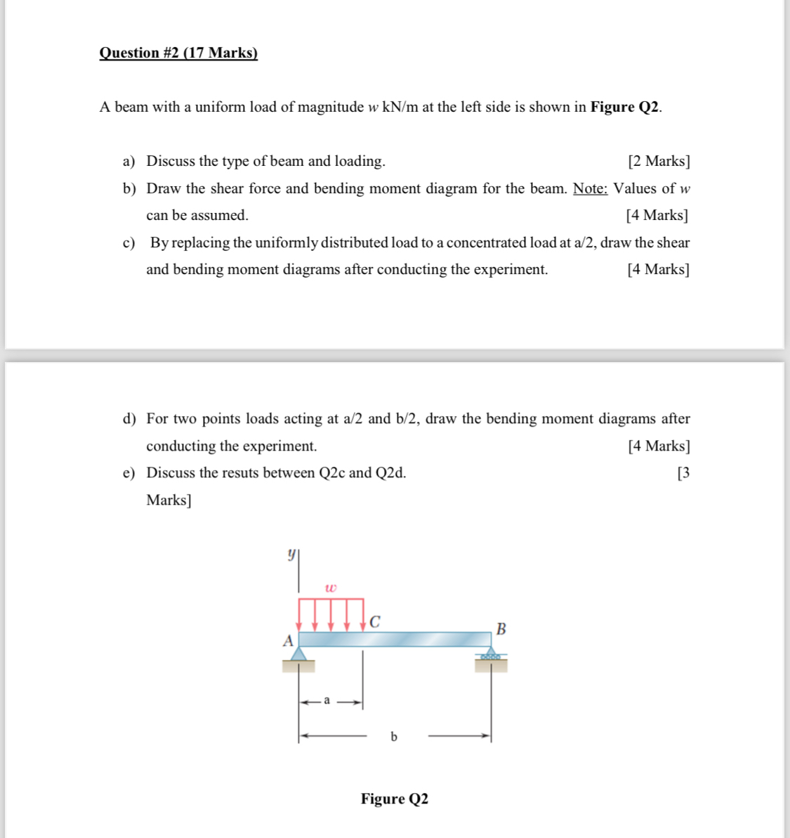 Question # 2 ( 1 7 Marks ) A beam with a uniform
