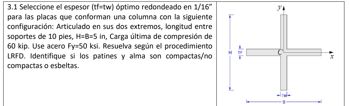 Select the optimal thickness ( tf = tw ) rounded
