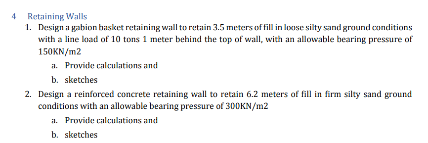 4 Retaining Walls Design a gabion basket