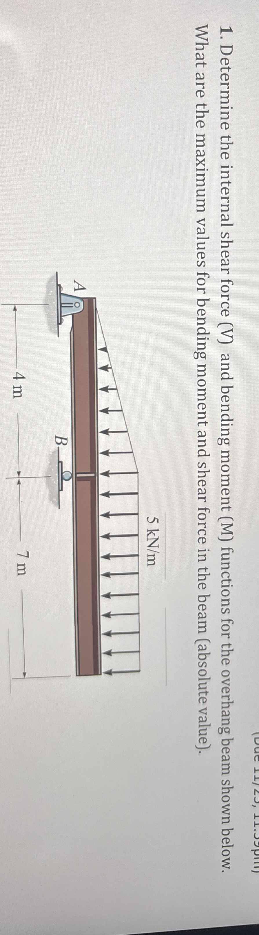 Determine the internal shear force ( V ) and
