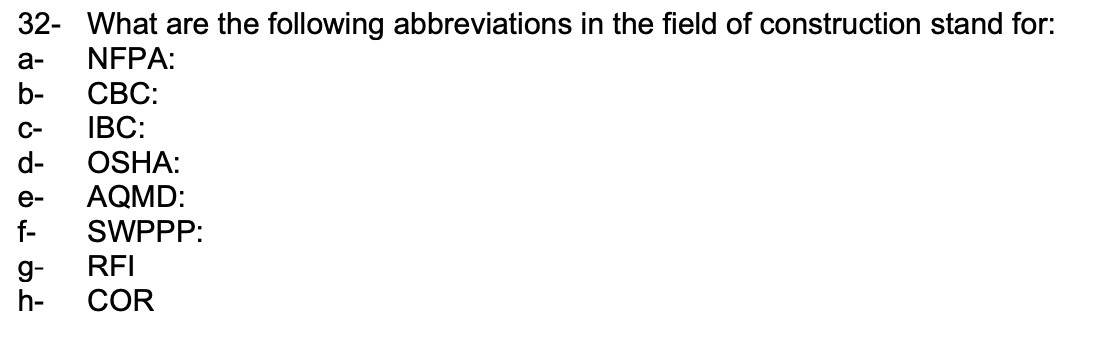 3 2 - What are the following abbreviations in the