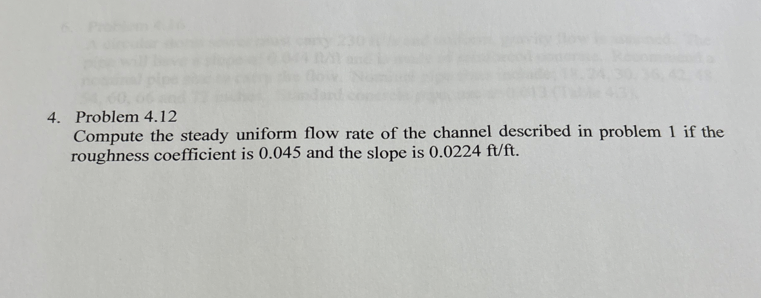 Problem 4 . 1 2 Compute the steady uniform flow