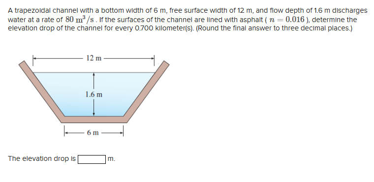 A trapezoldal channel with a bottom width of 6 m