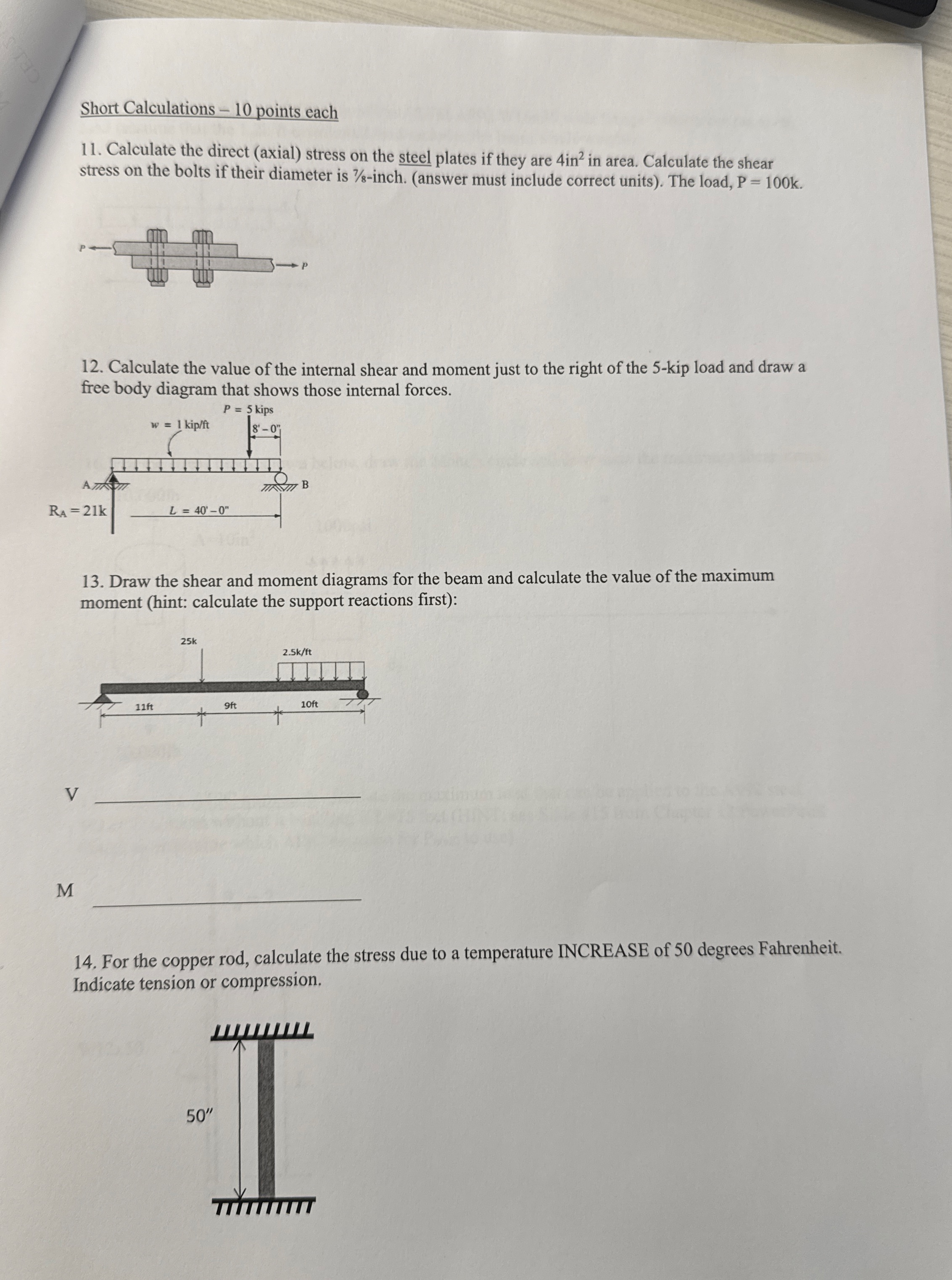 Short Calculations - 1 0 points each 1 1 .