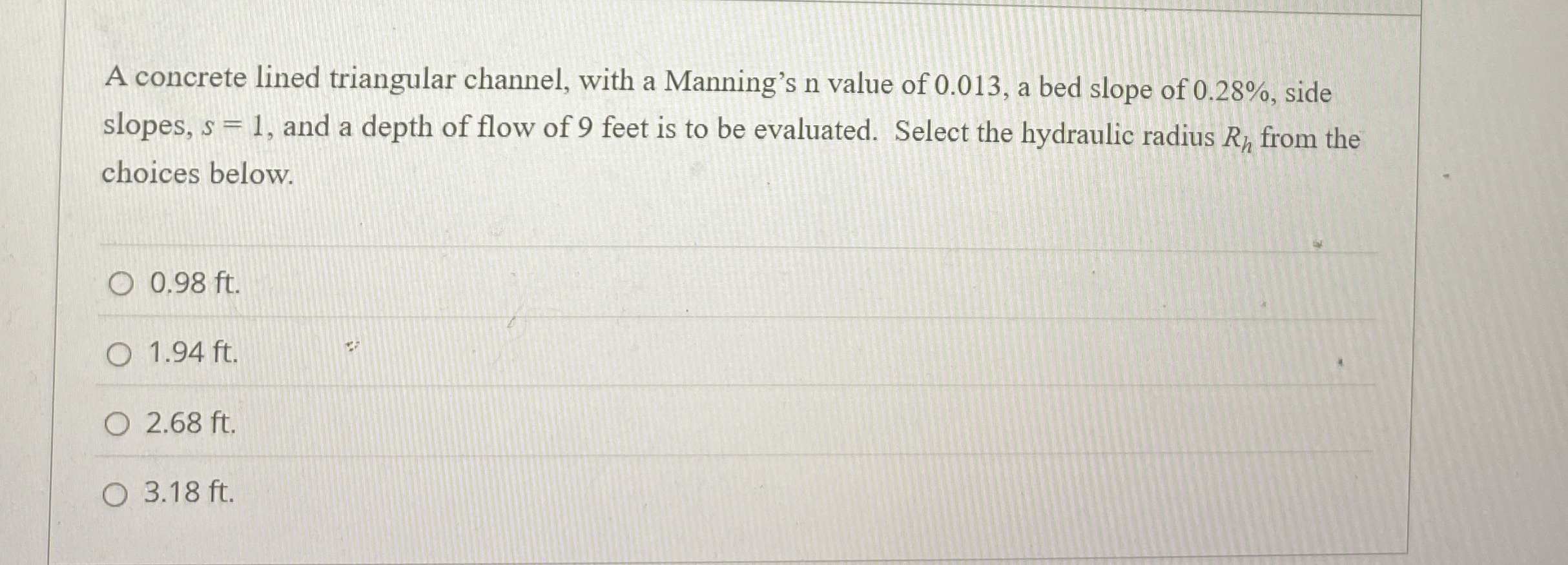 A concrete lined triangular channel, with a