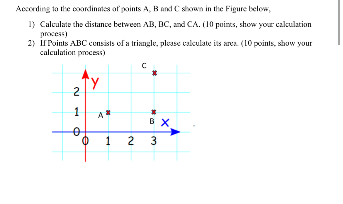 According to the coordinates of points A , B and