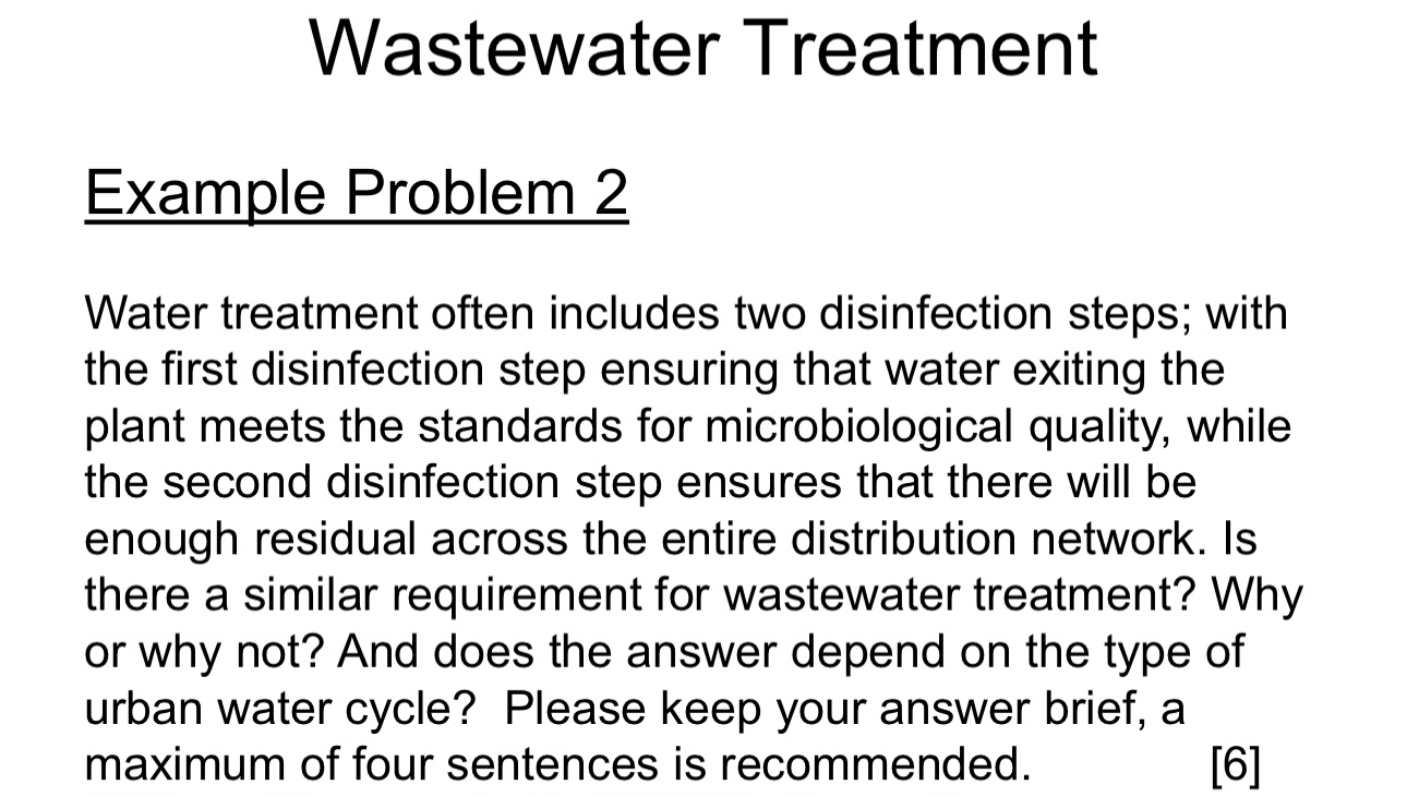 Wastewater Treatment Example Problem 2 Water