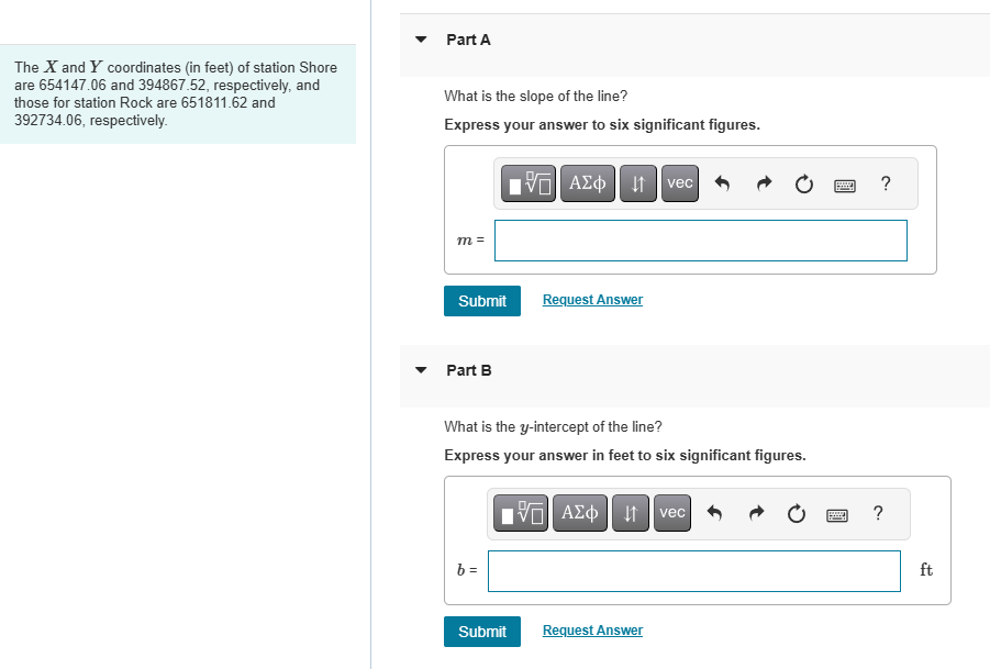 Part A The \ ( X \ ) and \ ( Y \ ) coordinates (
