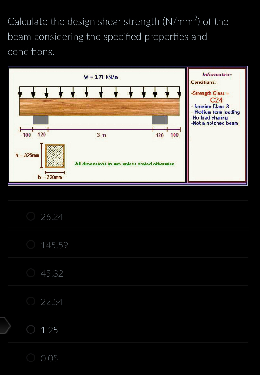 Calculate the design shear strength ( N m m 2 )