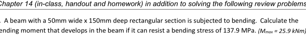 Shapter 1 4 ( in - class, handout and homework )