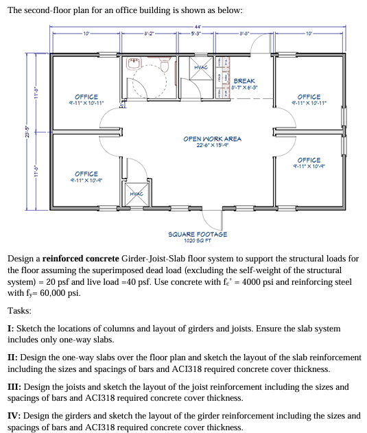 The second - floor plan for an office building is