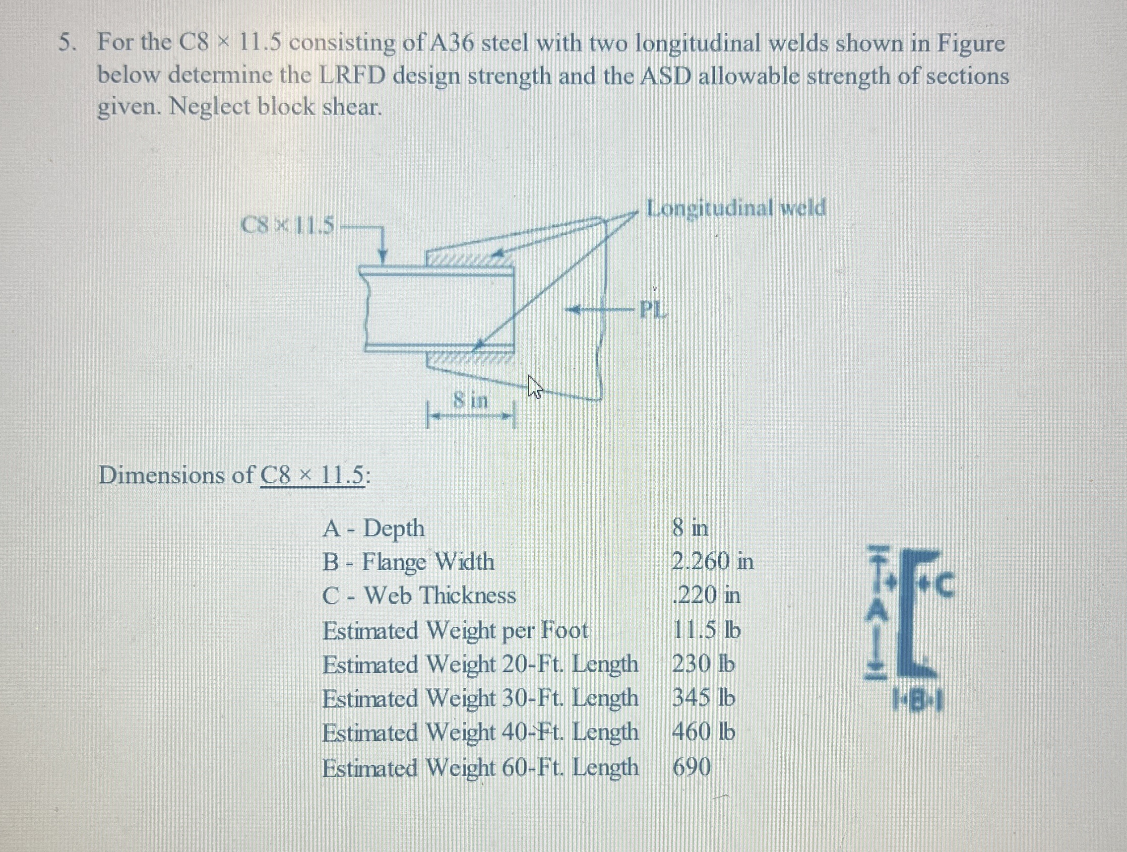 For the C 8 1 1 . 5 consisting of A 3 6 steel