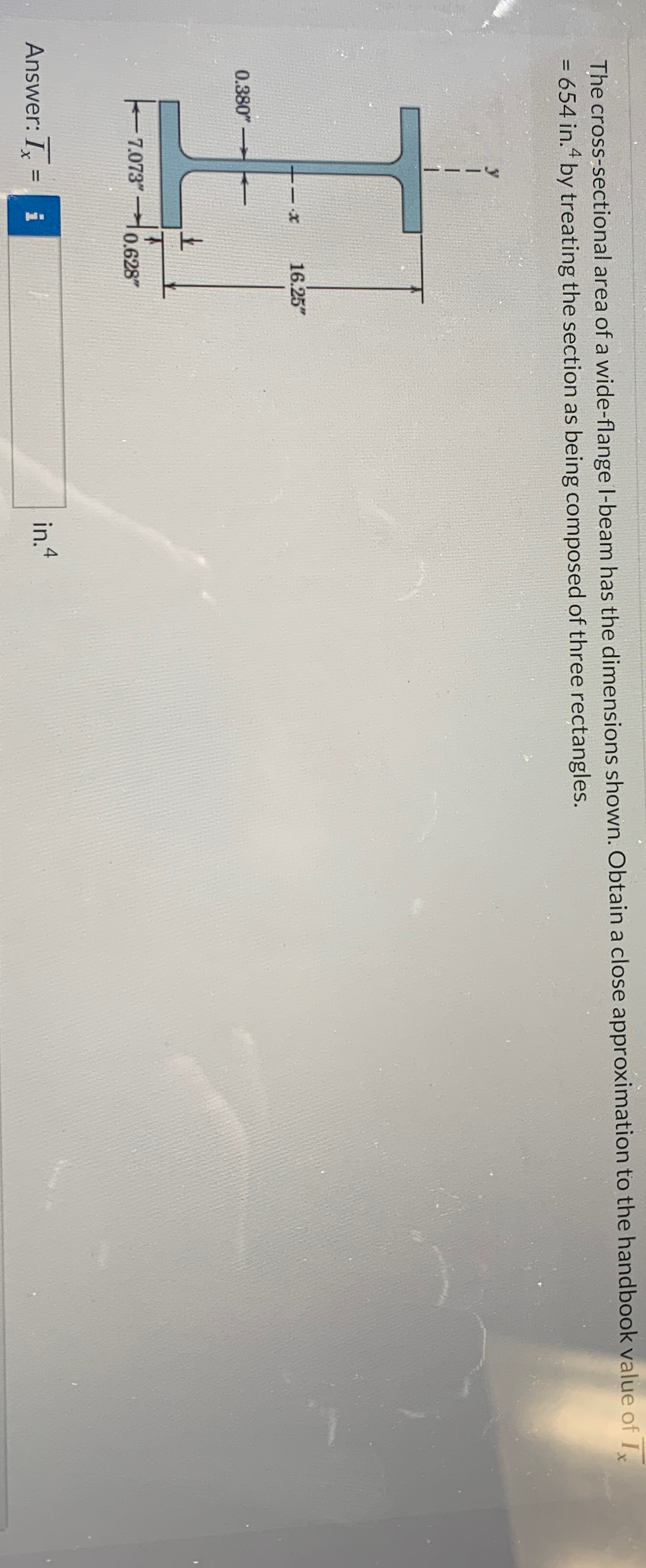 The cross - sectional area of a wide - flange I -