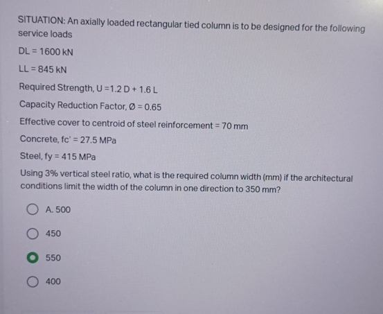 SITUATION: An axially loaded rectangular tied