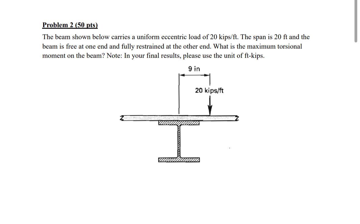 Problem 2 ( 5 0 pts ) The beam shown below