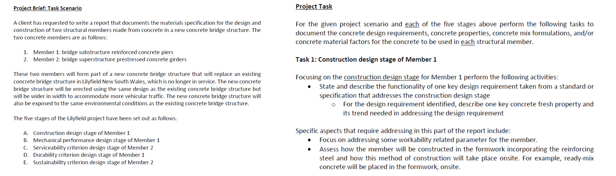 Project Brief: Task Scenario A client has
